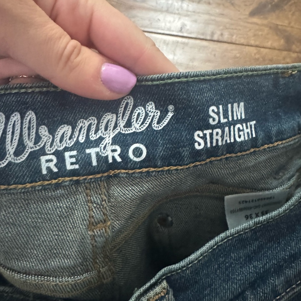 Wrangler Retro Slim Straight Mens Jeans 112347023 Size 35x36 - Picture 4 of 5